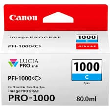 Canon Pro 1000 Canon - PFI-1000C Cyan (C) - 80ml Ink Tank