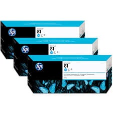 HP Cartridge - 680ml x 3 HP 81 Dye 3-ink multipack - Light Cyan