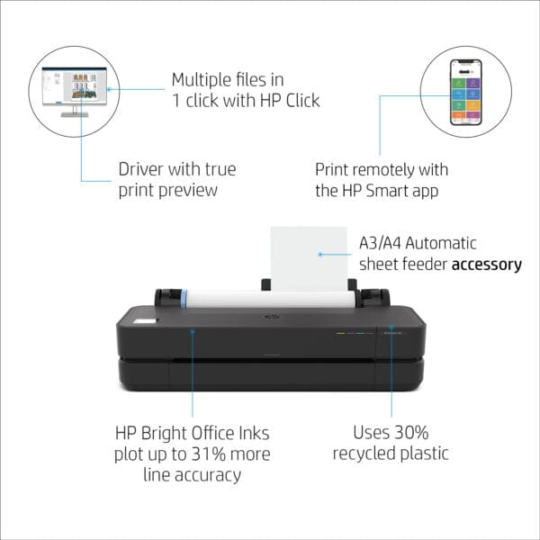 HP Designjet HP DesignJet T250 Printer 24" inch A1 Plotter 4 Colour CAD & General Purpose Technical Printer HP DesignJet T250 Printer  24" inch  A1 Plotter 4 Colour  CAD & General Purpose Technical Printer